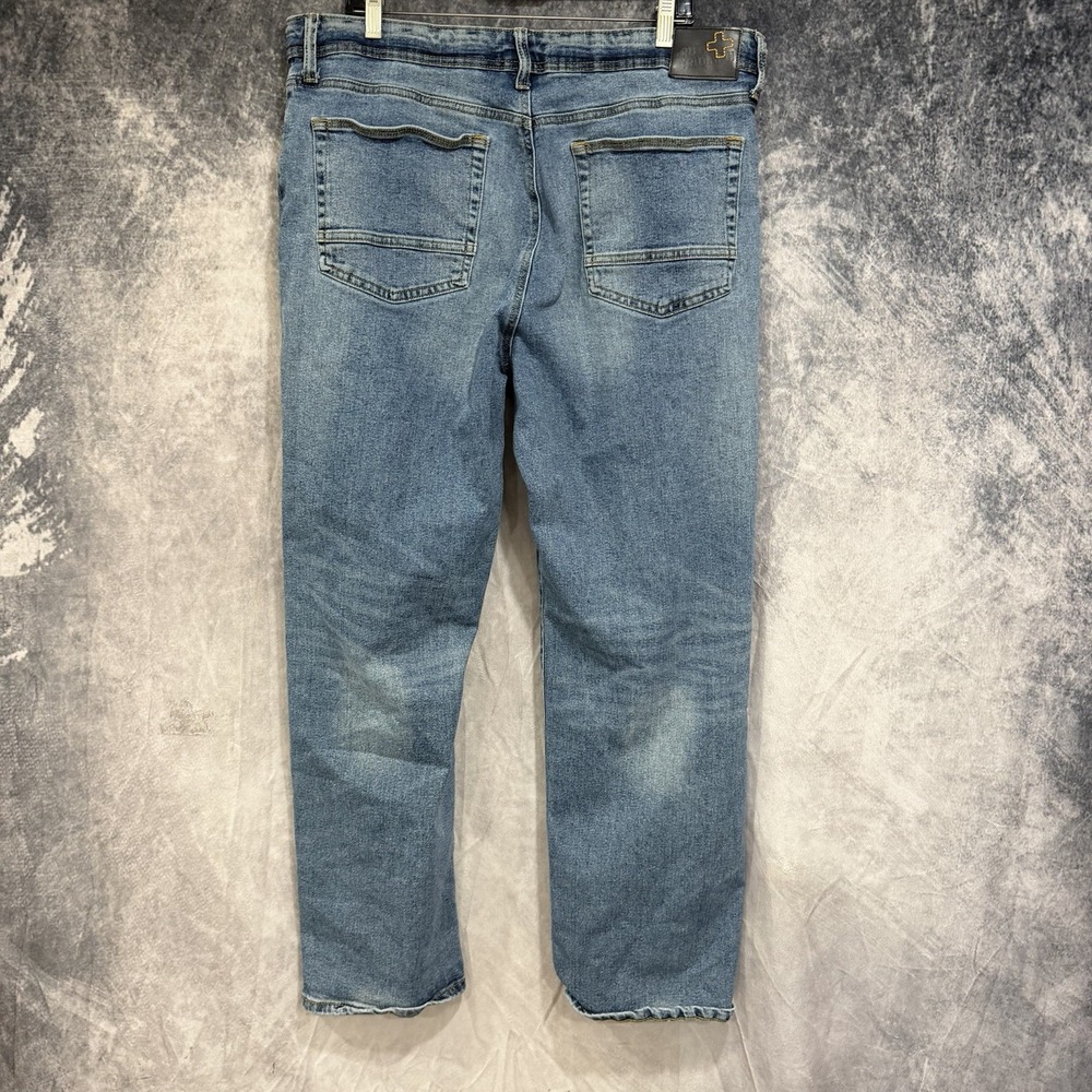 Truth + Triumph Straight Regular Fit Medium Wash Men's Jeans 38x34 Leather Tag